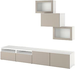 Стенка IKEA Besta/Sindvik/Lappviken 240x42x190 Белый/Серо Бежевый