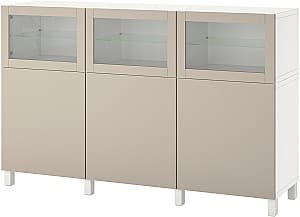 Шкаф витрина IKEA Besta/Lappviken 180x42x112 Белый/Серо Бежевый