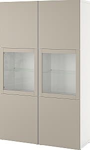 Dulap cu vitrina IKEA Besta/Lappviken 120x42x193 Alb/Gri Bej