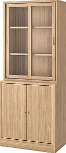 Dulap cu vitrina IKEA Tonstad usi glisante/sticla/furnir 82х47х201 Stejar (Bej)