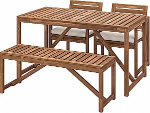 Set mobila de gradina IKEA Nammaro/Froson/Duvholmen masa/2scaune/banca Maro Deschis/Bej