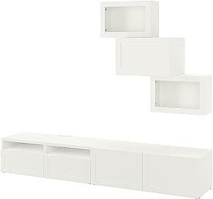 Стенка IKEA Besta/Hanviken с стеклянной дверцей 240x42x190 Белый