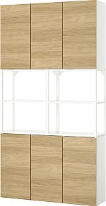 Dulap IKEA Enhet 120x32x225 Alb/Aspect Stejar