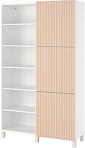 Etajera IKEA Besta/Bjorkoviken 120x42x202 Alb/Furnir Mesteacăn