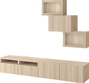 Living IKEA Besta/Lappviken 240x42x190 Aspect Stejar Alb