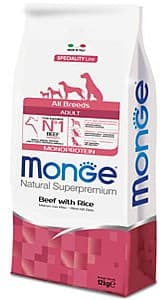 Hrana uscata pentru caini Monge ALL BREED ADULT MONOPROTEIN BEEF/RICE 12kg