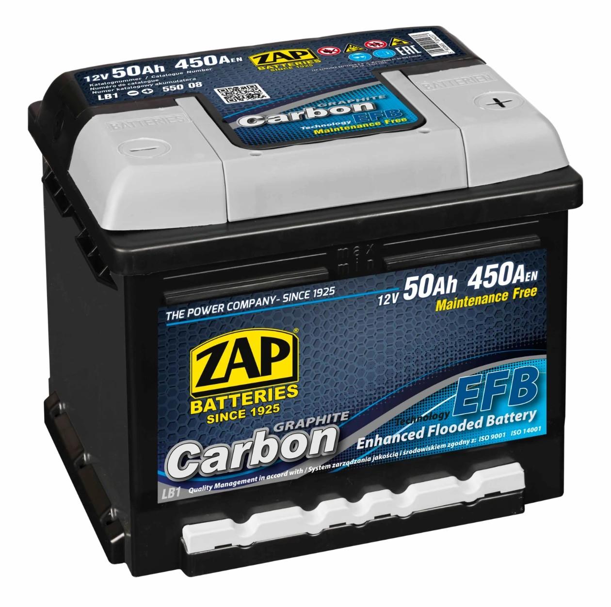 Аккумулятор ZAP 50 Ah CARBON EFB euro