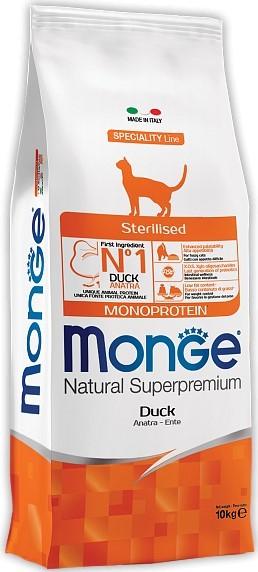 Сухой корм для кошек Monge STERILISED DUCK 10 kg