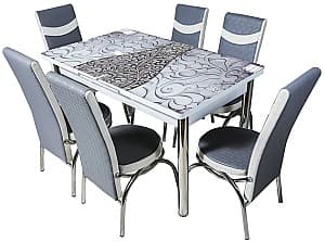 Set de masa si scaune VLM Kelebek II 0349 (6 scaune Merchan Grey/White)