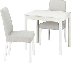 Set de masa si scaune IKEA Ekedalen/Bergmund/Orrsta 70x120/80 (1+2) Alb/Gri Deschis