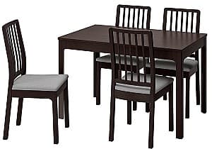 Set de masa si scaune IKEA Ekedalen/Orrsta 120/180cm (1+4) Maro Inchis/Gri