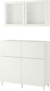 Dulap cu vitrina IKEA Besta/Sutterviken/Kabbarp sistem apasare 120x42x213 Alb