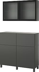 Dulap cu vitrina IKEA Besta/Lappviken/Stubbarp/Fallsvik 120x42x213 Gri Inchis/Antracit