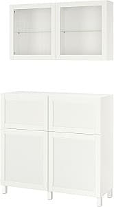 Dulap cu vitrina IKEA Besta/Hanviken/Stubbarp 120x42x213 Alb