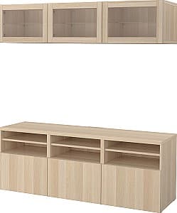 Living IKEA Besta/Lappviken cu inchidere lina 180x42x192 Aspect stejar alb