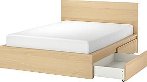 Pat IKEA Malm/Luroy 4 cutii depozitare 140х200 Stejar Alb