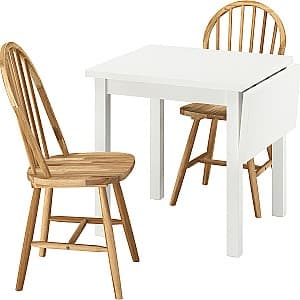 Набор стол и стулья IKEA Nordviken/Skogsta 74/104x74 (1+2) Белый/Акация