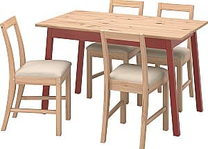 Set de masa si scaune IKEA Pinntorp/Katorp 125x75 (1+4) Maro Deschis/Rosu