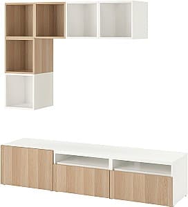 Стенка IKEA Besta/Eket 180x42x170 Белый/Имитация Состаренного Дуб