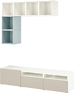 Living IKEA Besta/Eket cu inchidere lina 180x42x170 Alb/Albastru Gri