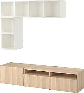 Living IKEA Besta/Eket 180x40x170 Alb/Aspect Stejar Antichizat