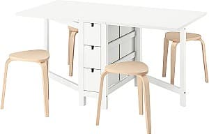 Набор стол и стулья IKEA Norden/Kyrre 26/89/152x80 (1+4) Белый/Береза