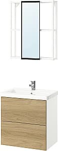 Set de mobila de baie IKEA Enhet/Tvallen/Ensen 64x43x65 Alb/Aspect Stejar