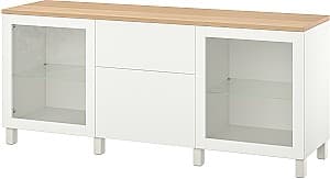 Dulap cu vitrina IKEA Besta/Sindvik/Lappviken/Stubbarp cu sistem apasare 180x42x76 Alb