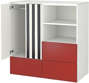 Dulap pentru copii IKEA Smastad/Platsa/Dunga 120x57x123 Alb/Negru/Rosu