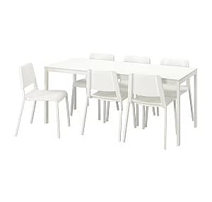 Набор стол и стулья IKEA Vangsta Teodores White 120/180 cm