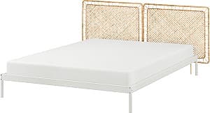 Кровать IKEA Vevelstad/Tolkning 2 подголовника 160x200 Белый/Ротанг