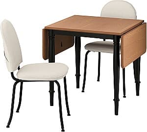 Set de masa si scaune IKEA Danderyd/Ebbalycke/Idekulla 74/134x80 (1+2) Negru/Pin/Bej