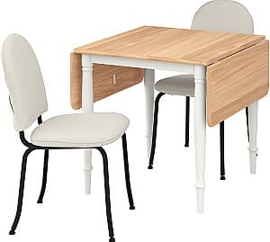 Set de masa si scaune IKEA Danderyd/Ebbalycke/Idekulla 74/134x80 (1+2) Furnir Stejar Alb/Bej