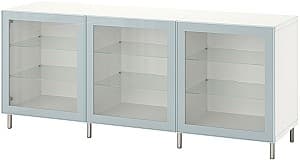 Dulap cu vitrina IKEA Besta/Glassvik/Osarp 180x42x74 Alb/Gri Albastru