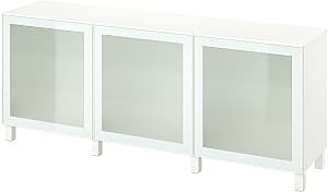 Шкаф витрина IKEA Besta/Glassvik/Stubbarp 180x42x74 Белый/Светло Зеленый