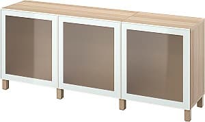 Шкаф витрина IKEA Besta/Glassvik/Stubbarp/ 180x42x74 Под Беленый Дуб/Светло Зеленый