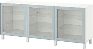 Dulap cu vitrina IKEA Besta/Glassvik/Stubbarp 180x42x74 Alb/Gri Albastru