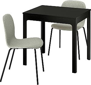 Набор стол и стулья IKEA Ekedalen/Karlpetter/Gunnared 80/120x70 (1+2) Темно Коричневый/Светло Зеленый/Черный