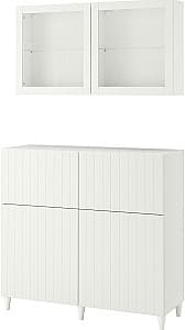 Dulap cu vitrina IKEA Besta/Sutterviken/Kabbarp inchidere lina 120x42x213 Alb