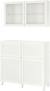 Dulap cu vitrina IKEA Besta/Hanviken/Stubbarp deschidere apasare 120x42x213 Alb