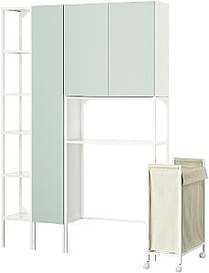 Шкаф в ванную IKEA Enhet 140x32x204 Белый/Светло Серо Зеленый