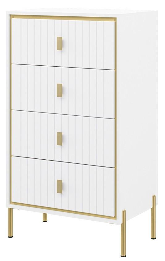 Comoda Neman Luxor MN-042-13 Alb/Alb Lucios