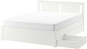 Pat IKEA Songesand/Lindbaden 4 cutii depozitare 140х200 Alb