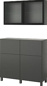 Шкаф витрина IKEA Besta/Lappviken/Stubbarp/Fallsvik нажимные направляющие 120x42x213 Темно Серый