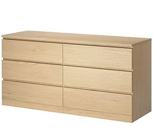 Комод IKEA Malm 6 ящиков 160x78 Дубовый Шпон Белый