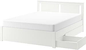 Pat IKEA Songesand/Lindbaden 4 cutii depozitare 160х200 Alb