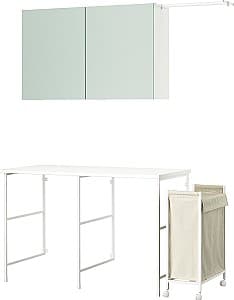 Шкаф в ванную IKEA Enhet 1390x635 Белый/Серо Светло Зеленый