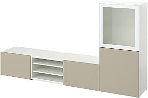 Тумба под телевизор IKEA Besta/Selsviken нажимные направляющие 240x42x129 Белый/Бежевый