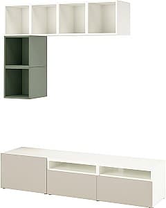 Living IKEA Besta/Eket cu inchidere lina 180x42x170 Alb/Verde Gri