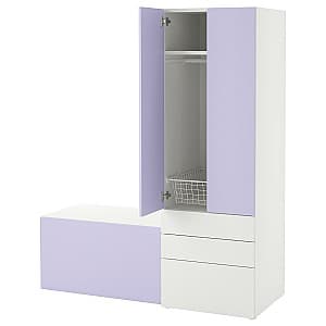 Dulap pentru copii IKEA Smastad/Platsa cu banca 150x57x181 Alb/Lila Deschis